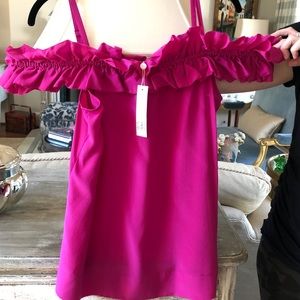 NWT Trina turk top hot pink silk size small